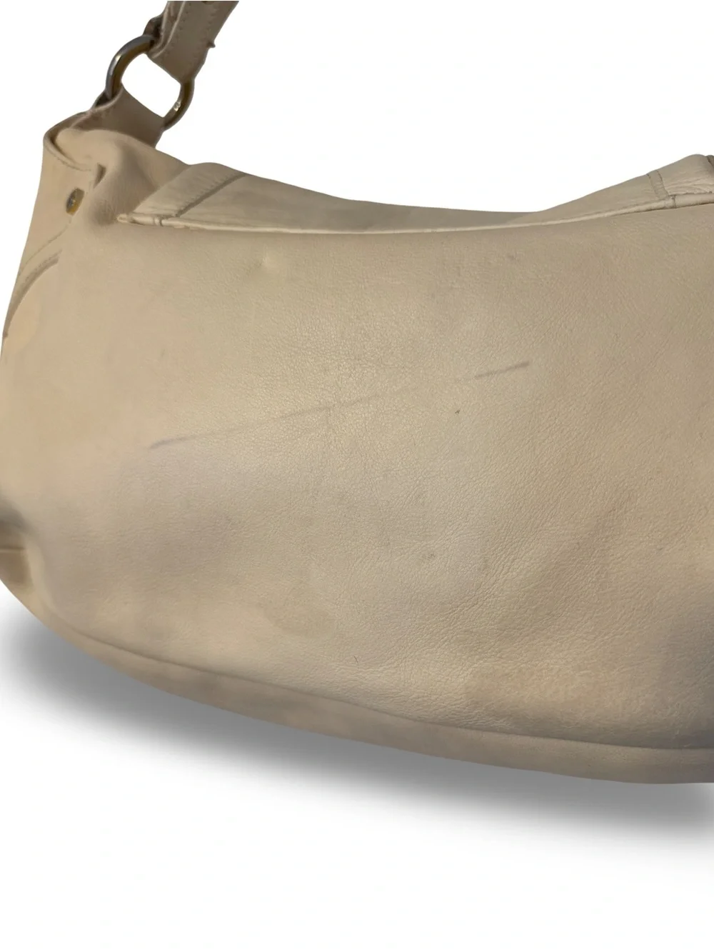 Giuseppe Zanotti Cream Leather Hobo with Gold and Amber Hardware